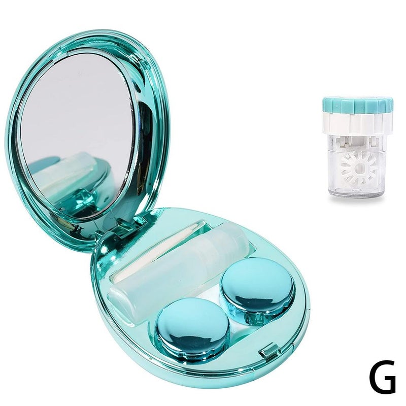 Smooth contact lens case, oval colored contact lens case, double-sided case for storing prescription lenses and water tank.